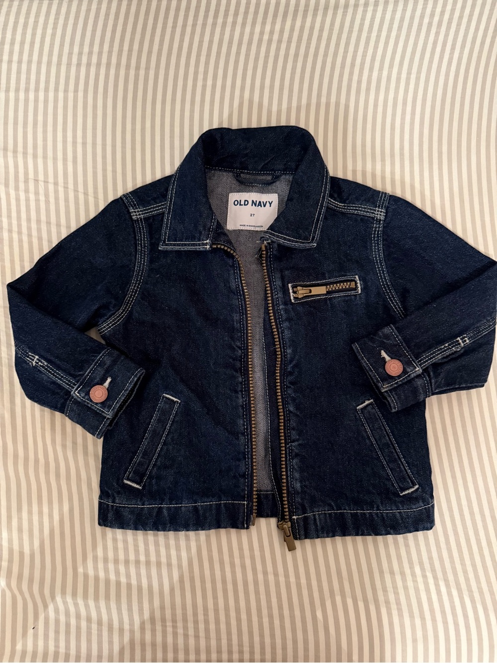 Old Navy Toddler Boy Kids Dark Indigo Denim Jacket with Zip Front